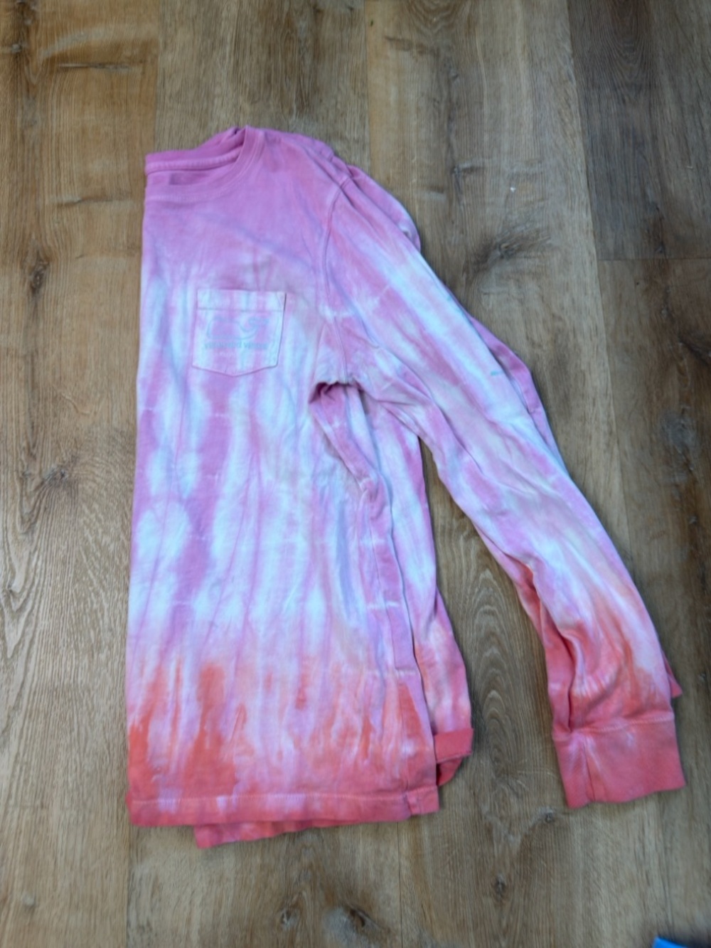 Vineyard vines Pink & Coral Tie-Dye Long Sleeve Pocket Tee